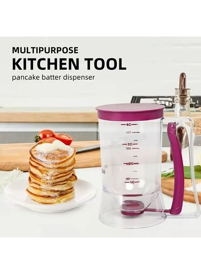 Red 4 Cup Pancake Batter Dispenser With Measurement Markings And Extrusion Handle - Image 1